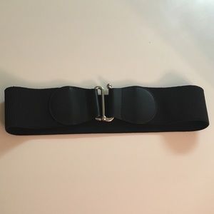 Express black leather and elastic belt